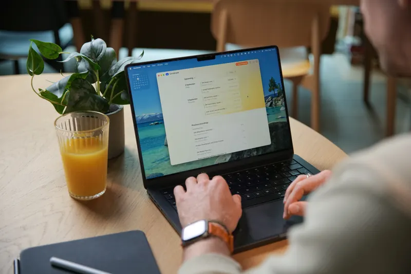 Goodmeet ouvert sur un MacBook, avec les prochaines réunions de la journée